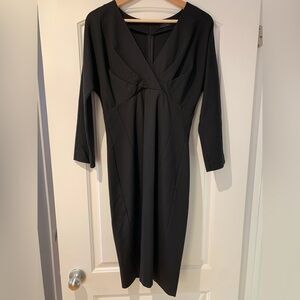 Piazza Sempione Dress Black Size 44 IT Italy Long Sleeves Midi Sexy Pencil READ